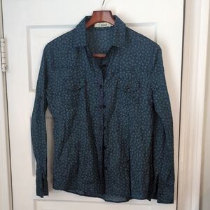 Chloé Blue Small Floral Button-Down Shirt